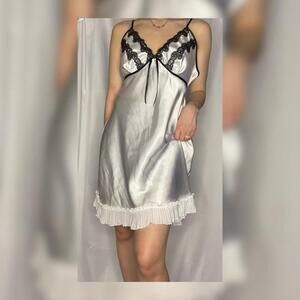 Black and white slip dress.